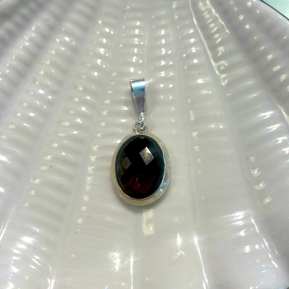 Smokey quartz gemstone pendant 925 sterling silver